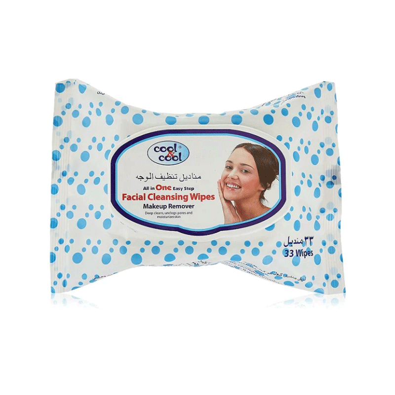 COOL & COOL FACIAL CLEANSING MAKEUP REMOVER WIPES 33'S