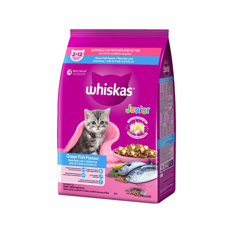 WHISKAS CAT FOOD JUNIOR KITTEN OCEAN FISH 450GM