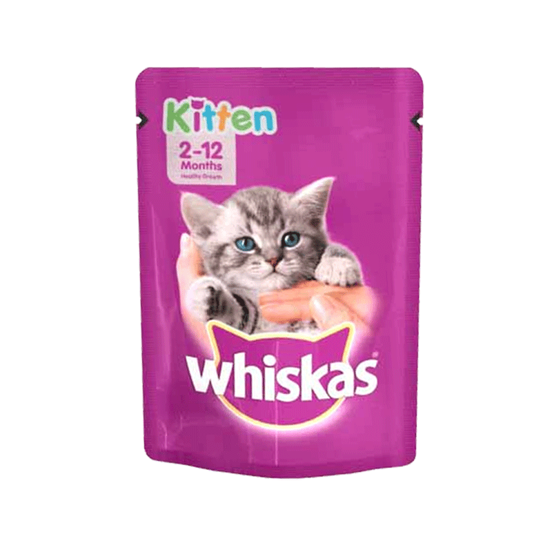 WHISKAS CAT FOOD JELLY IN POUCH 2 TO 12 MONTH KITTEN TUNA 85GM