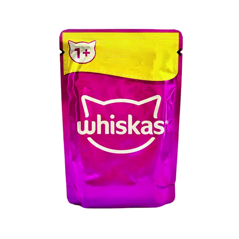 WHISKAS CAT FOOD JELLY IN POUCH 1+ COD 85GM