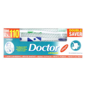 DOCTOR TOOTH PASTE WITH DOUBLE BRUSH 180GM PROMO PACK