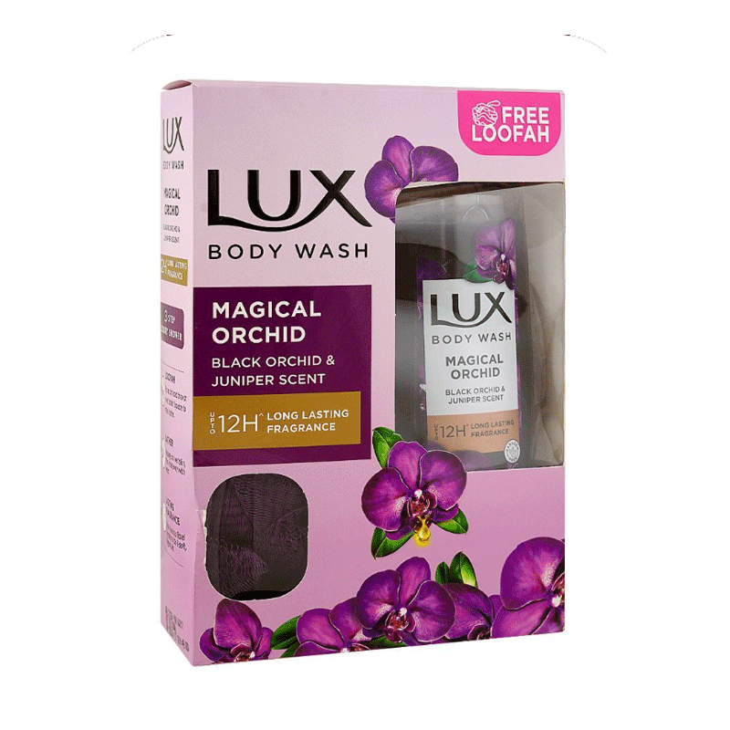 LUX BODY WASH MAGICAL ORCHID 520ML WITH LOOFAH