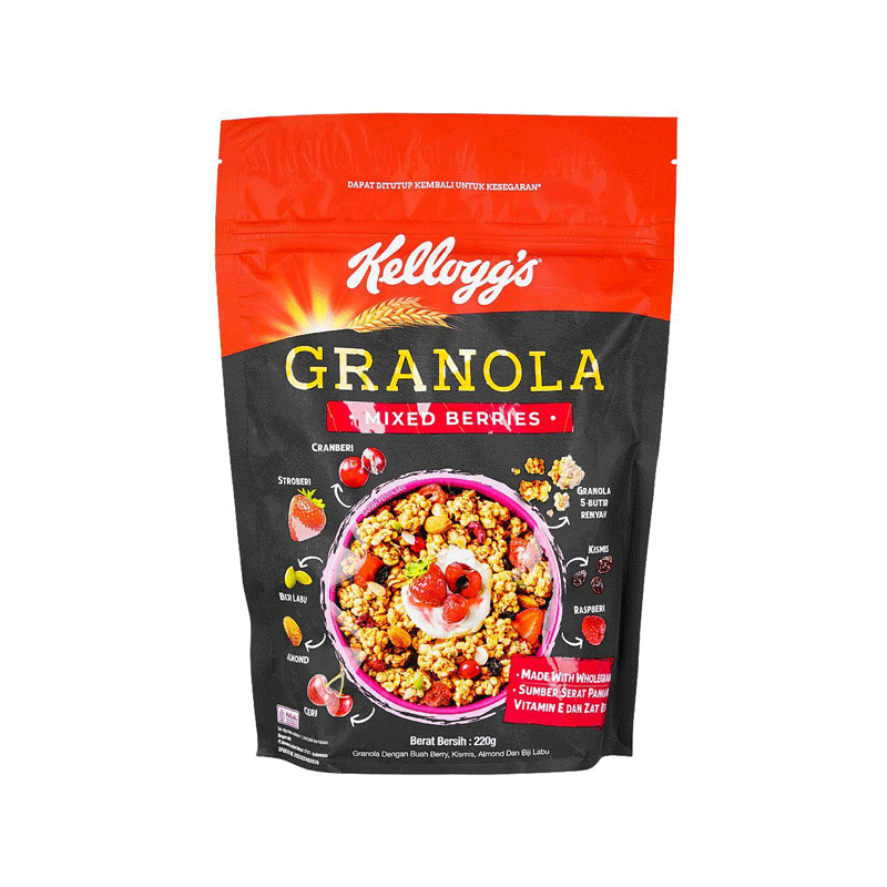KELLOGGS GRANOLA MIXED BERRIES BAG 220GM
