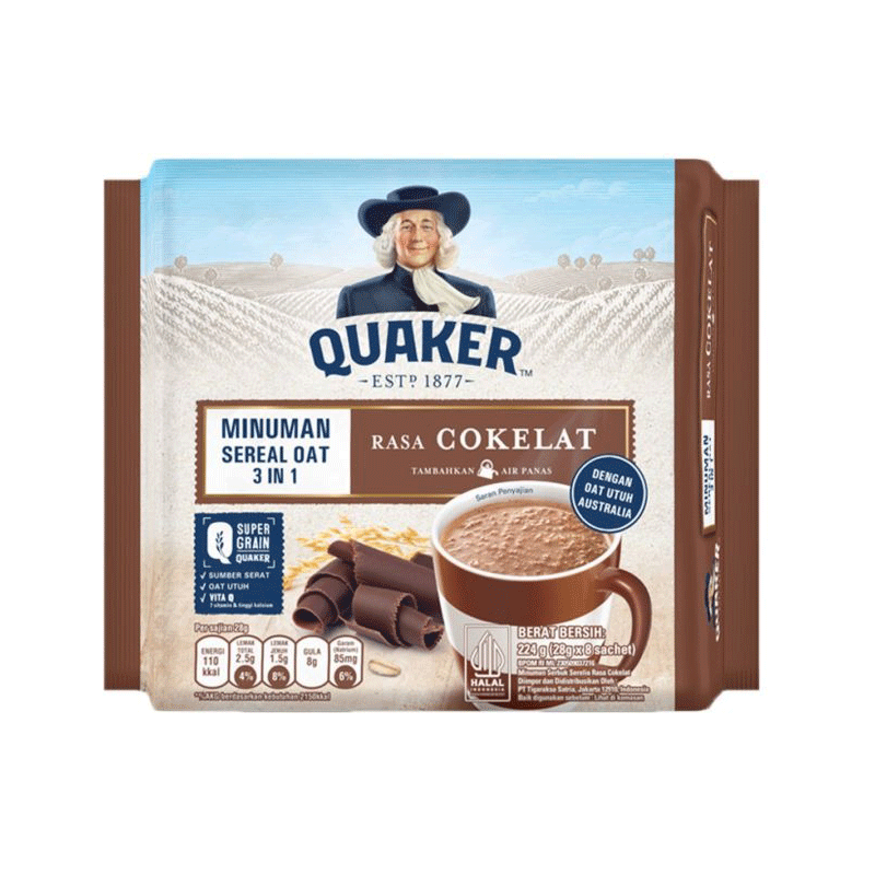 QUAKER RASA COKELAT MINUMAN OAT 3IN1 224GM