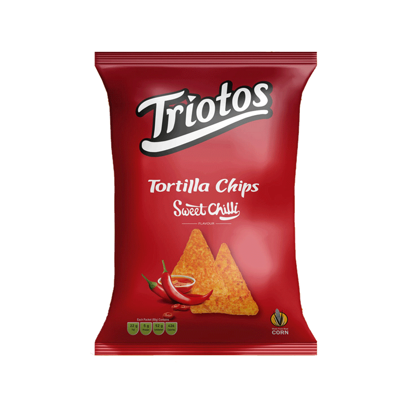TRIOTOS TORTILLA CHIPS SWEET CHILLI 80GM