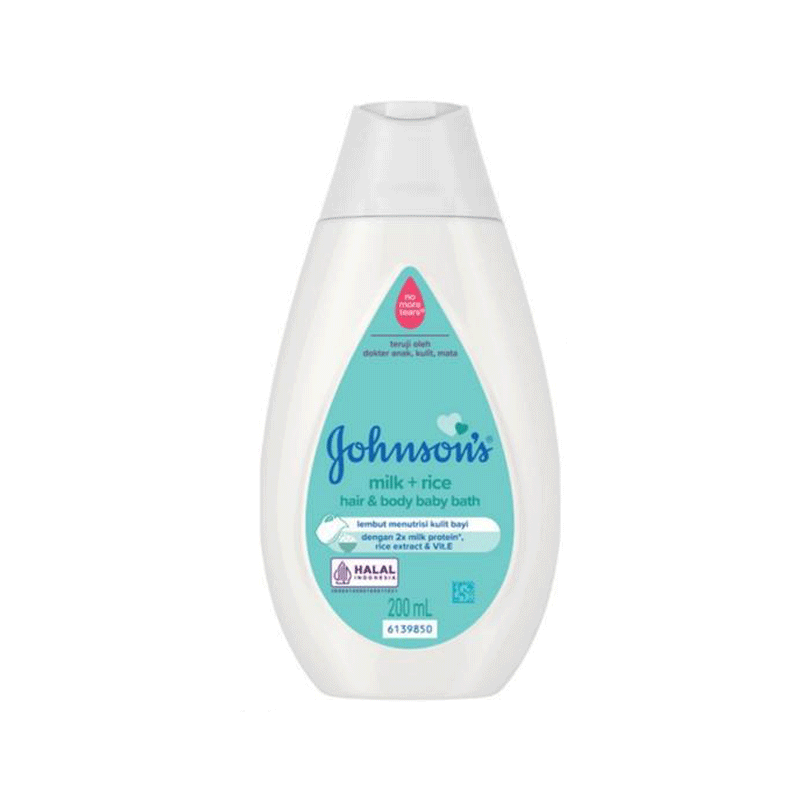 JOHNSONS MILK+RICE HAIR & BODY BABY BATH 200ML