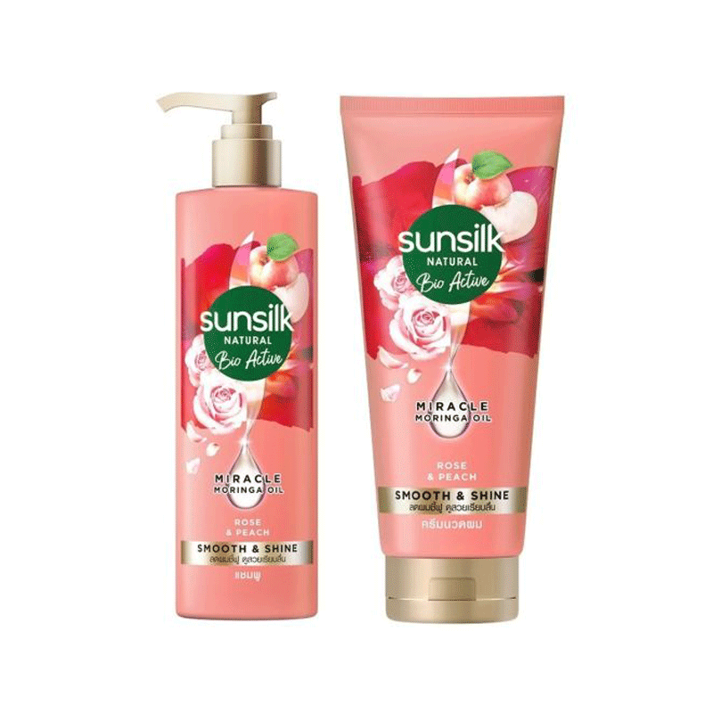 SUNSILK NATURAL BIO ACTIVE ROSE SHAMPOO + COND 300+330ML