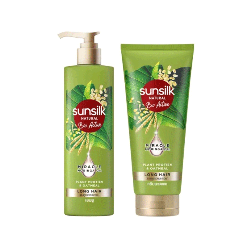 SUNSILK NATURAL BIO ACTIVE LONG HAIR SHAMPOO + COND 300+330ML