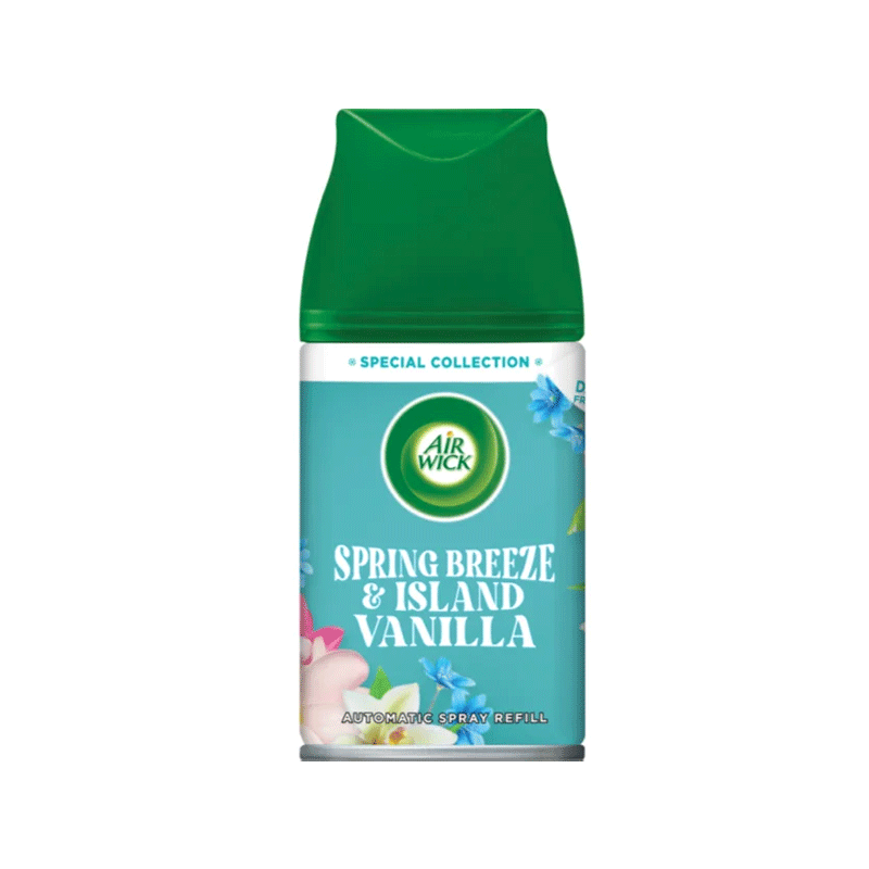 AIR WICK AIR FRESHNER REFILL SPRING BREEZE & ISLAND VANILLA 250ML