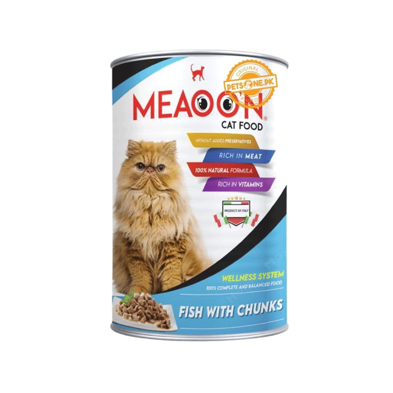 MEAOON CAT FOOD FISH CHUNKS 405GM TIN