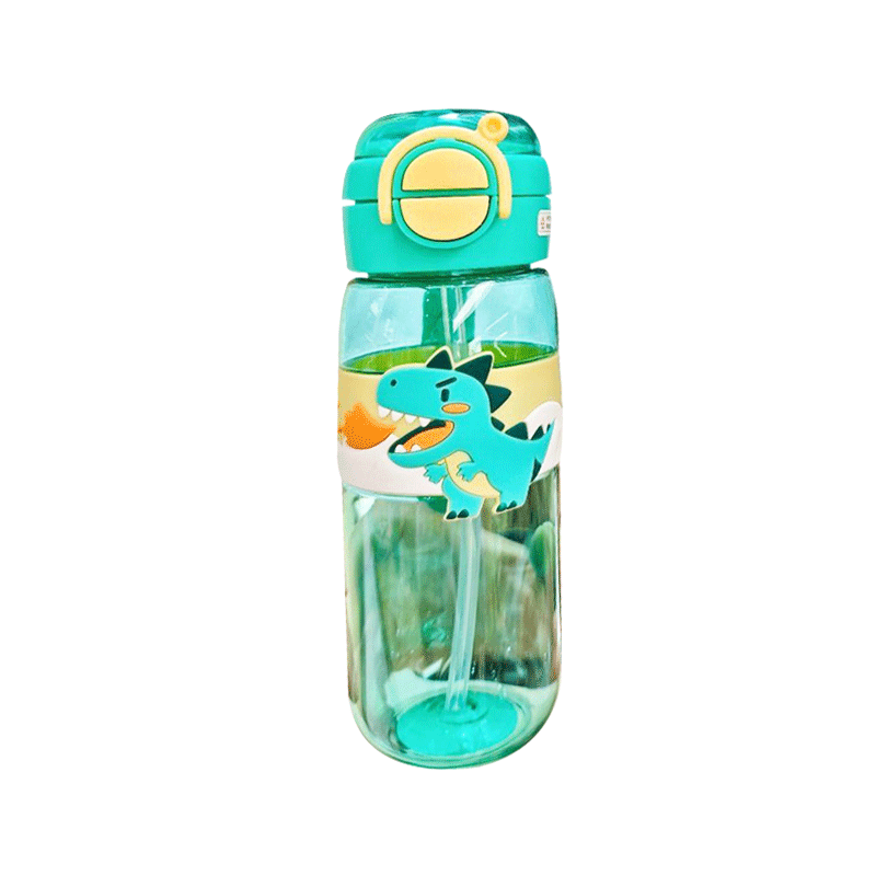 DRAGON CARTOON PLASTIC WATER BOTTLE WITH STRAW GS.S 102923