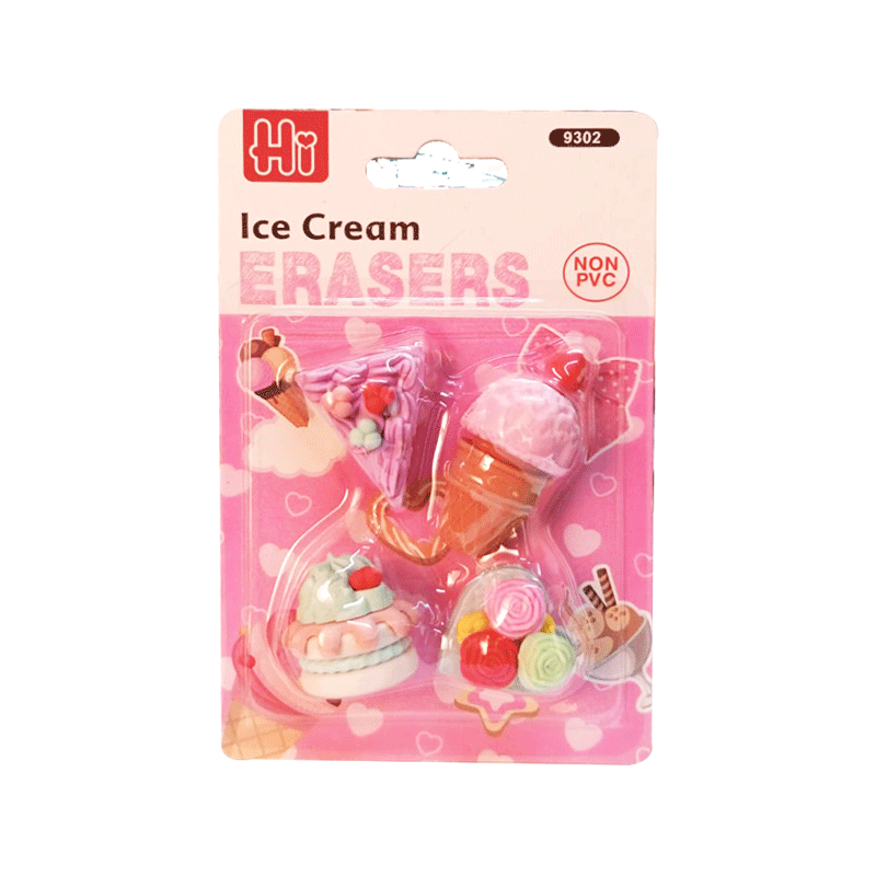 BU.I CARTOON ERASER 4PCS 8017 (9302)
