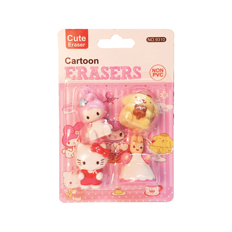 BU.I CARTOON ERASER 4PCS 8017 (9310)