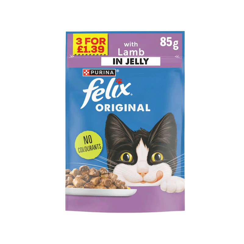 FELIX CAT FOOD WITH LAMB IN JELLY 85GM