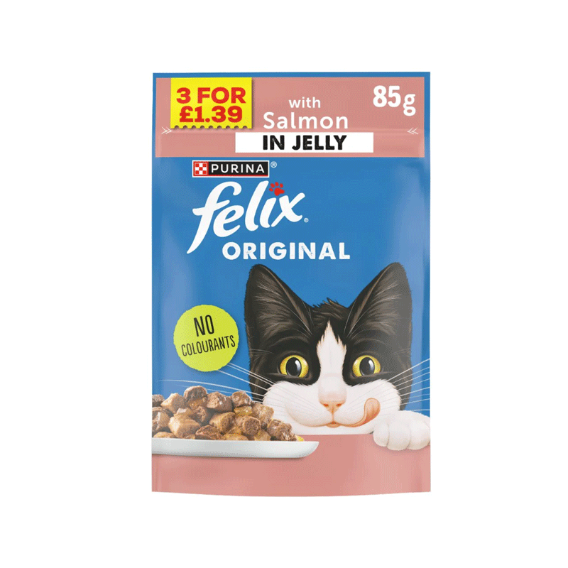 FELIX CAT FOOD WITH SALMON IN JELLY 85GM