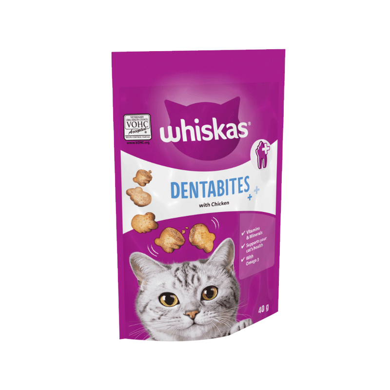 WHISKAS CAT FOOD DENTABITES WITH CHICKEN 40GM