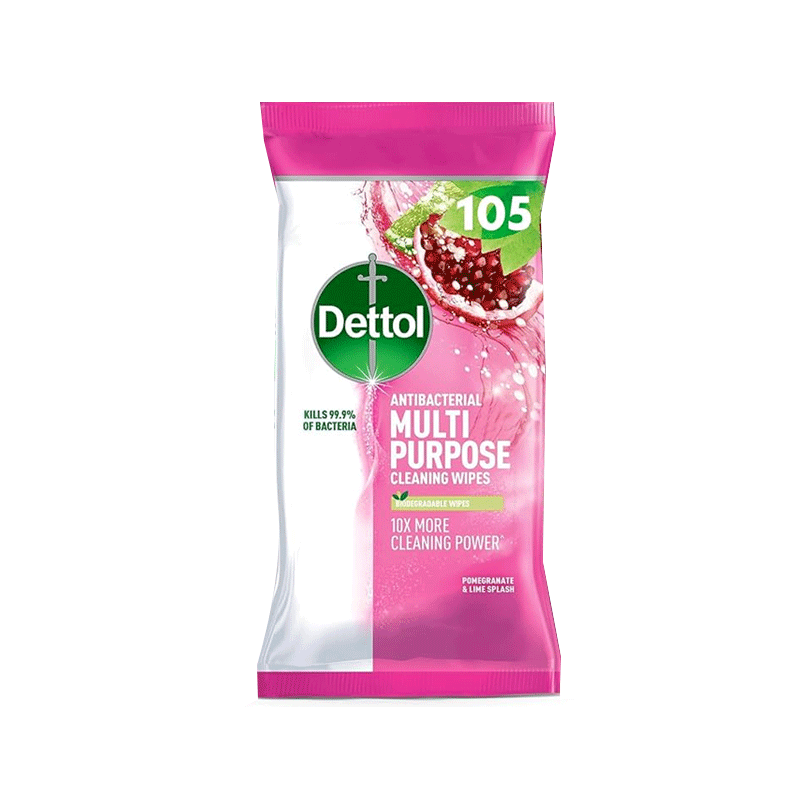 DETTOL ANTIBACTERIAL MPC WIPES POMEGRANATE & LIME SPLASH 105'S