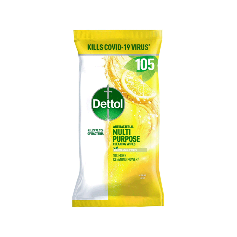 DETTOL ANTIBACTERIAL MPC WIPES CITRUS ZEST 105'S