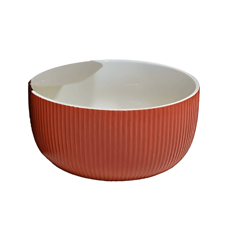 CERAMICS RIBBED BOWL RED