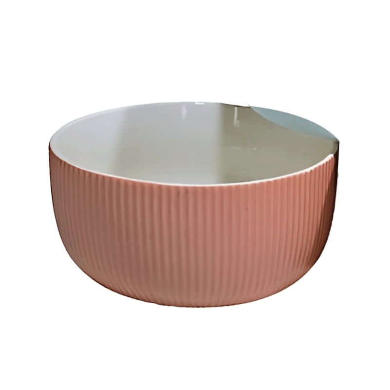 CERAMICS RIBBED BOWL PINK