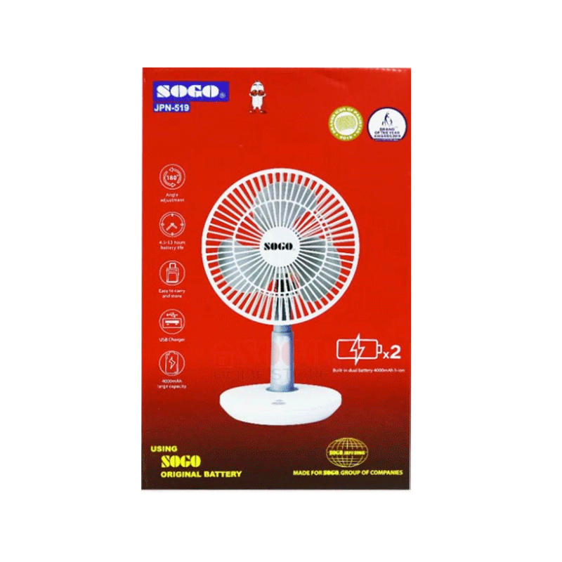 SOGO RECHARGEABLE FAN 519