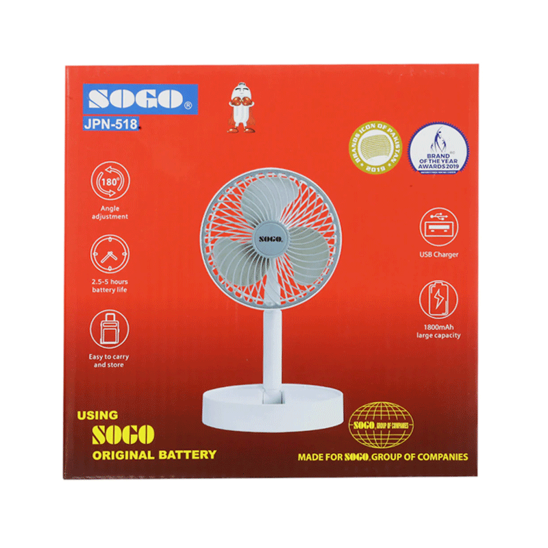 SOGO RECHARGEABLE FAN JPN-518