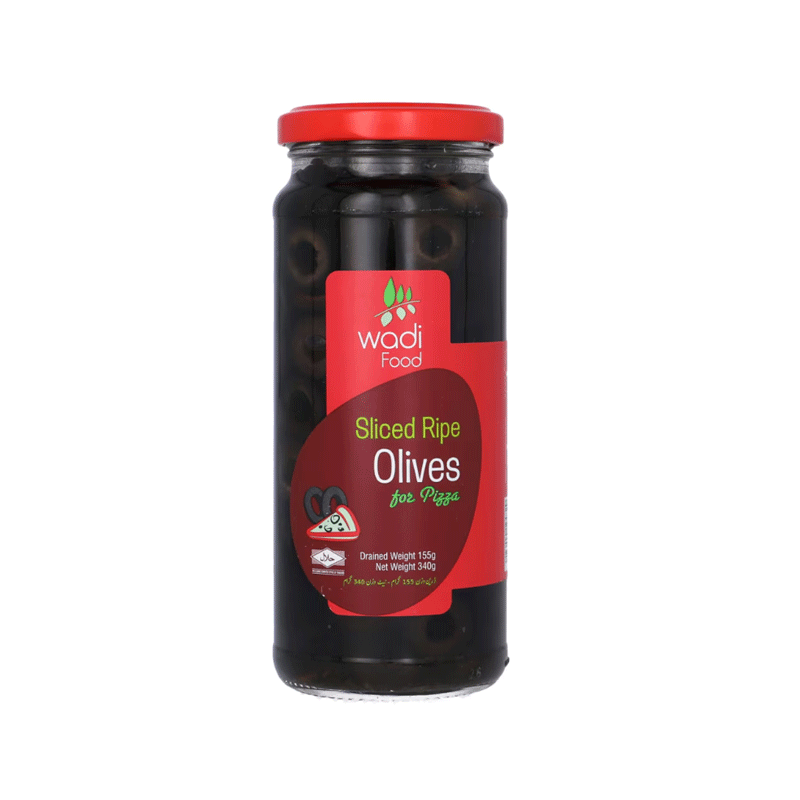 WADI FOOD BLACK SLICE RIPE OLIVES 340GM