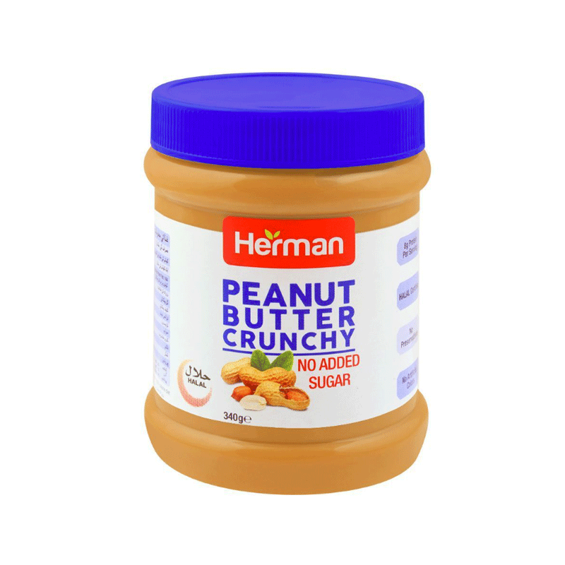 HERMAN PEANUT BUTTER SUGAR FREE CRUNCHY 340GM