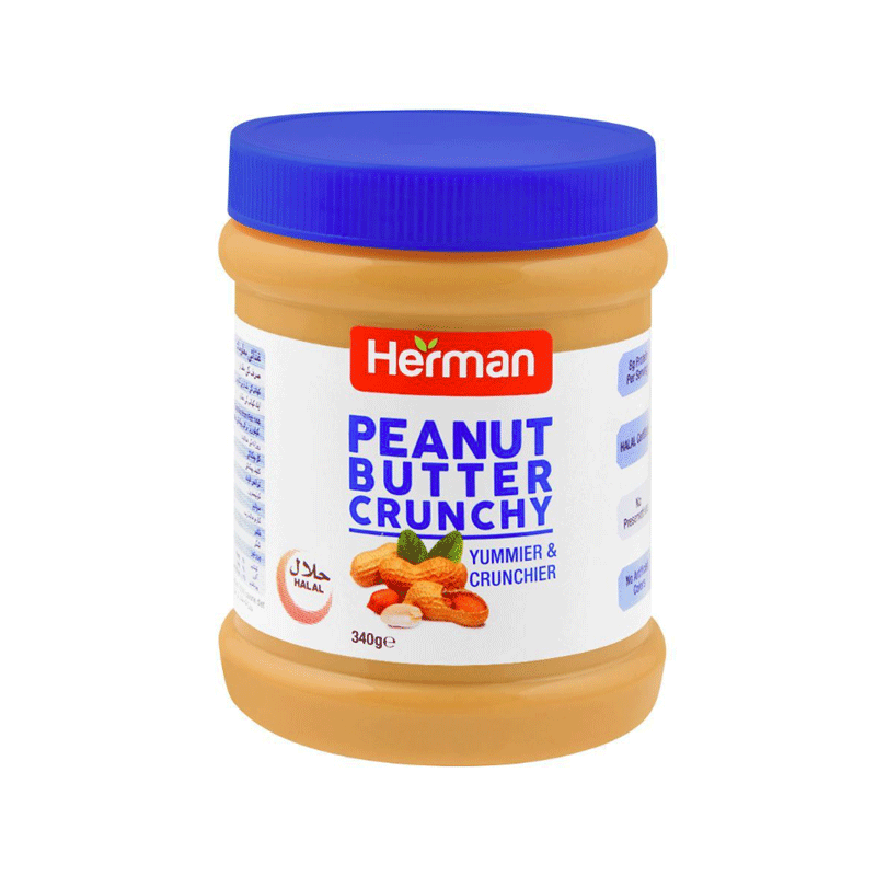 HERMAN PEANUT BUTTER CRUNCHY 340GM