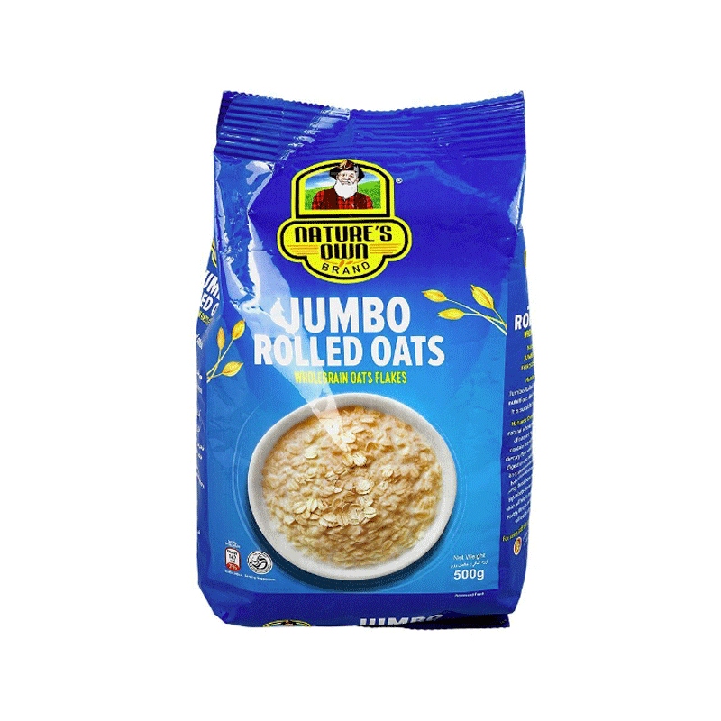 NATURES OWN JUMBO ROLLED OATS FLASKES 500GM