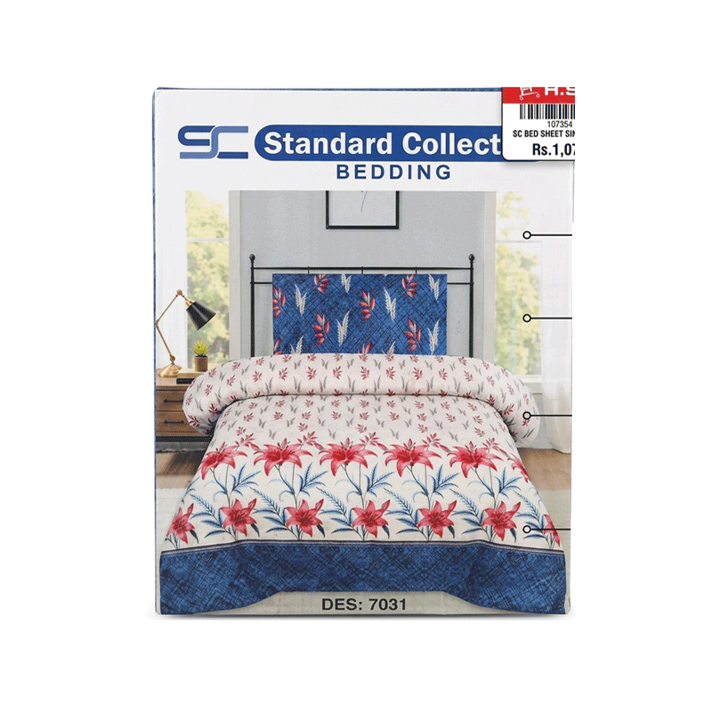 SC BEDSHEET SINGLE PC COTTON BLUE