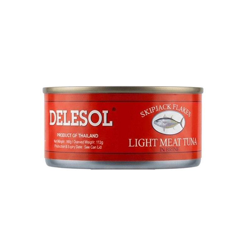 DELESOL LIGHT MEAT TUNA IN BRINE FLAKES 160GM
