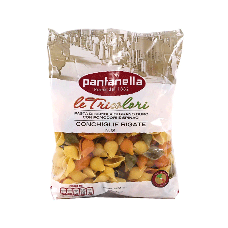 PANTANELLA PASTA CONCHIGLIE TRICOLOR 51 500GM