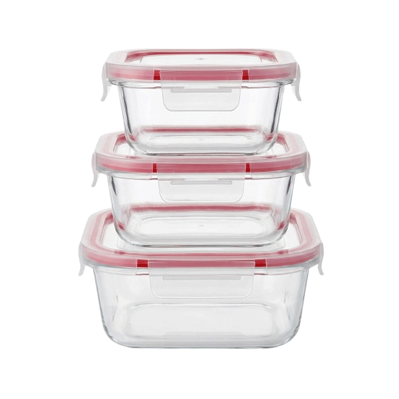 GAT.C BOROSILICATE GLASS CONTAINER 3IN1 SQAURE 3'S SET