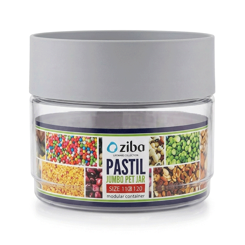 ZIBA FOOD CONTAINER ROUND PASTIL JUMBO PET JAR 1'S