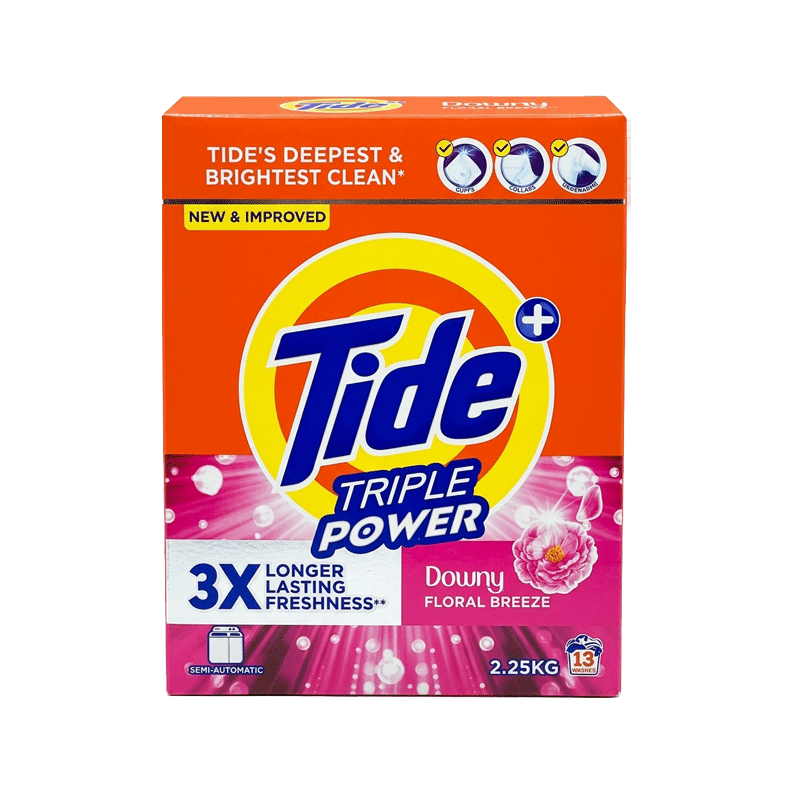 TIDE TRIPLE POWER DETERGENT DOWNY FLORAL BREEZE 2.25KG SEMI AUTOMATIC