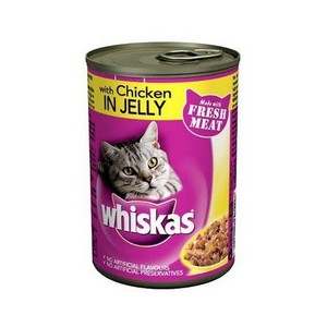 WHISKAS CAT FOOD WITH CHICKEN&JELLY TIN 390GM